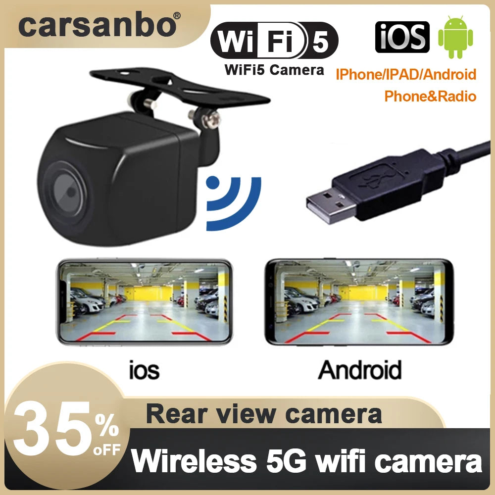 Car Wifi5 Camera Wireless Car Rear View Reverse Backup Camera Front view Camera USB Power Supply 5V  Wireless Reversing Camera