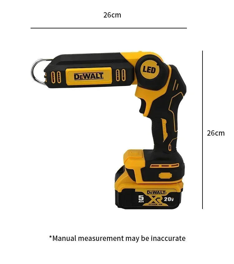 Dewalt 20V Lithium Battery 90 Degree Folding LED Work Light Handheld Multifunctional Portable Camping Torch for Outdoor Camping