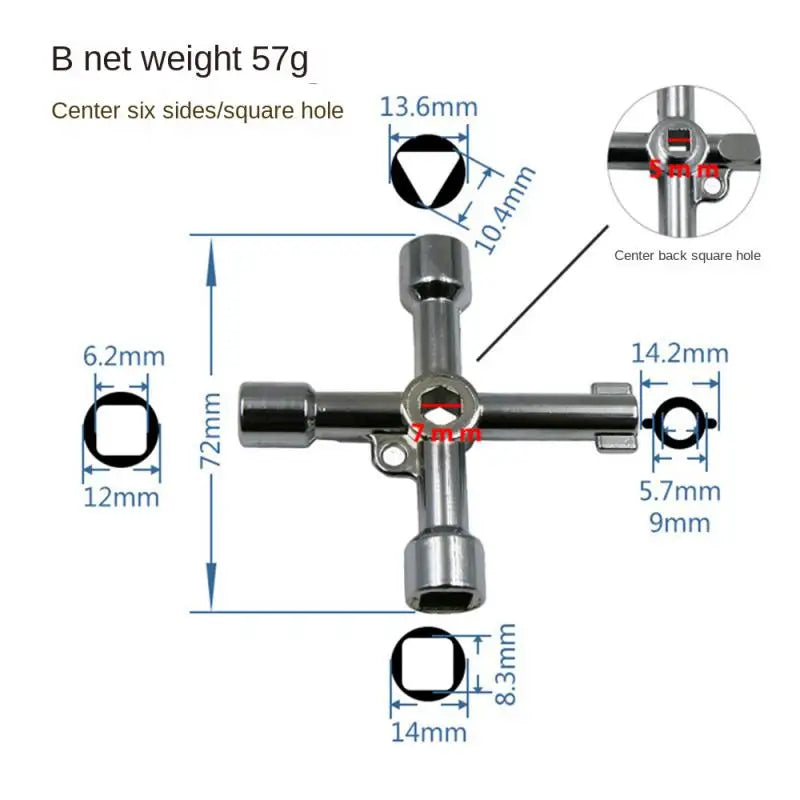 Multifunction 4 Ways Universal Triangle Wrench Key Plumber Keys Triangle For Gas Electric Meter Cabinets Bleed Radiators Tools