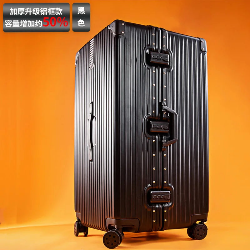 Extra Large 60/100 inch Unisex Luggage Thickened Travel Suitcase with Large Capacity TSA Lock Trolley Case Zipper Aluminum Frame