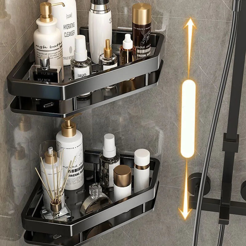Bathroom Shelf Shelves Punch-free Corner Rack Wall Mounted Shampoo Storage Aluminum Holder Kitchen Bathroom Organizer Accessorie