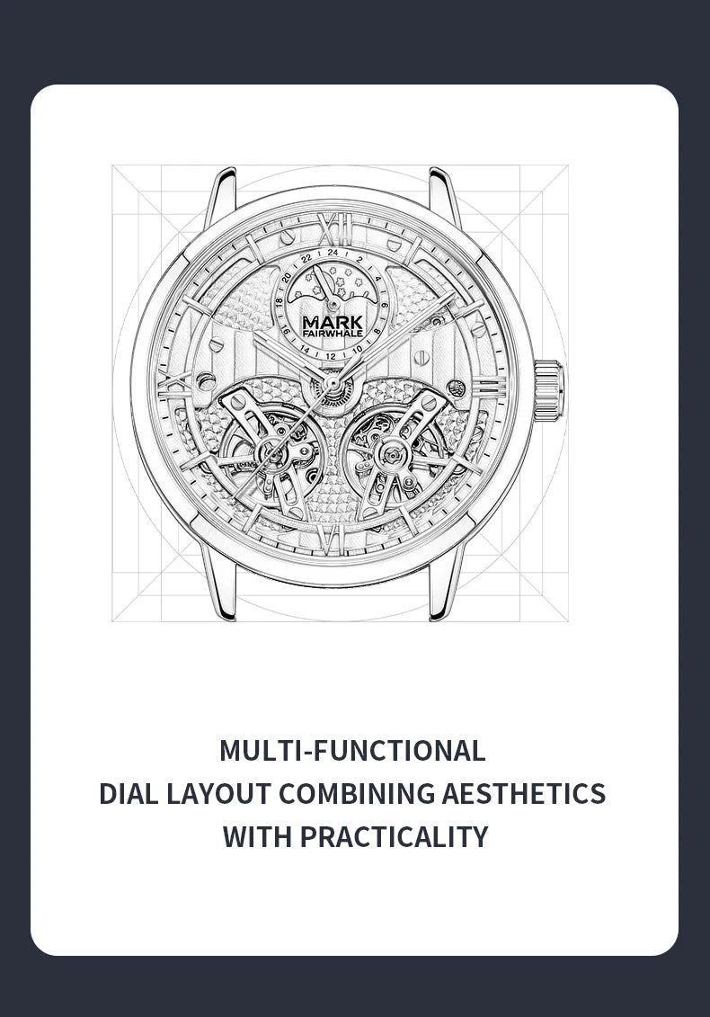 Mark Fairwhale 6023 Luxury Men's Watches Waterproof Luminous Man Clock Chronograph Stainless Steel Mechanical Watches For Men