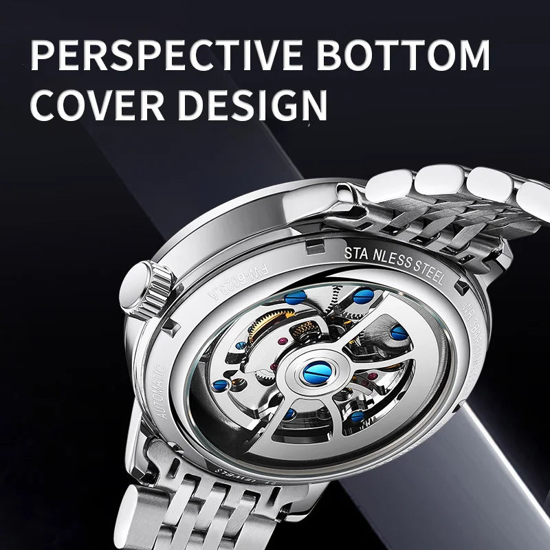 Mark Fairwhale 6023 Luxury Men's Watches Waterproof Luminous Man Clock Chronograph Stainless Steel Mechanical Watches For Men