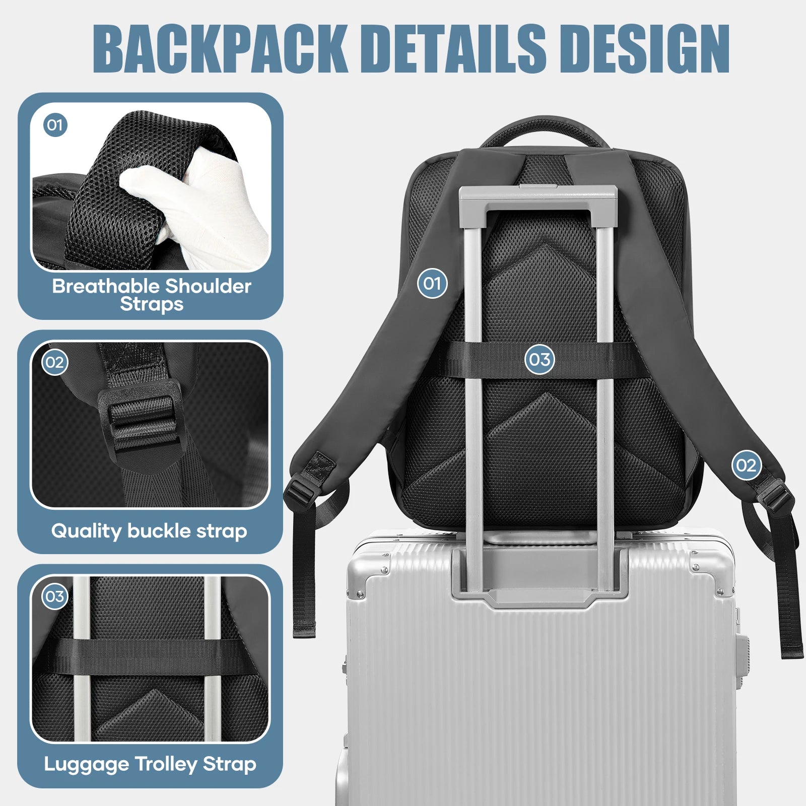 Ryanair 40x30x20 Travel Backpack, Vacuum Compression Backpack with Vacuum Pump，Airline Wizzair Hand Cabin Bag , School Backpack