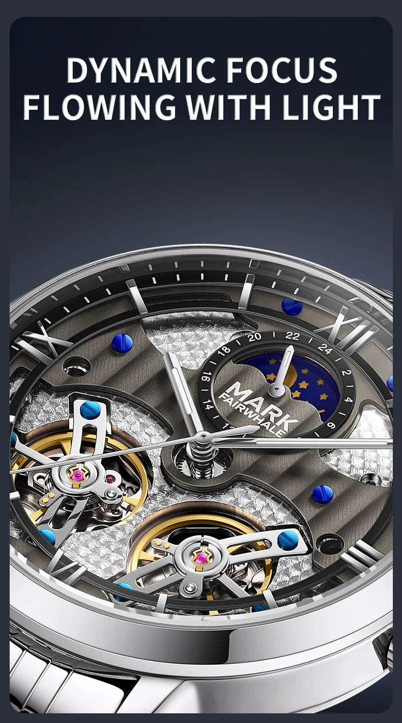 Mark Fairwhale 6023 Luxury Men's Watches Waterproof Luminous Man Clock Chronograph Stainless Steel Mechanical Watches For Men