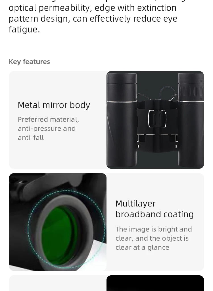 100x22 Mini Portable Hd Binoculars 30000m Long Range Folding Bak4 Fmc Optics For Hunting Sports Outdoor Camping Travel