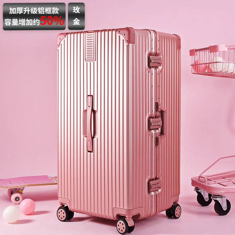 Extra Large 60/100 inch Unisex Luggage Thickened Travel Suitcase with Large Capacity TSA Lock Trolley Case Zipper Aluminum Frame