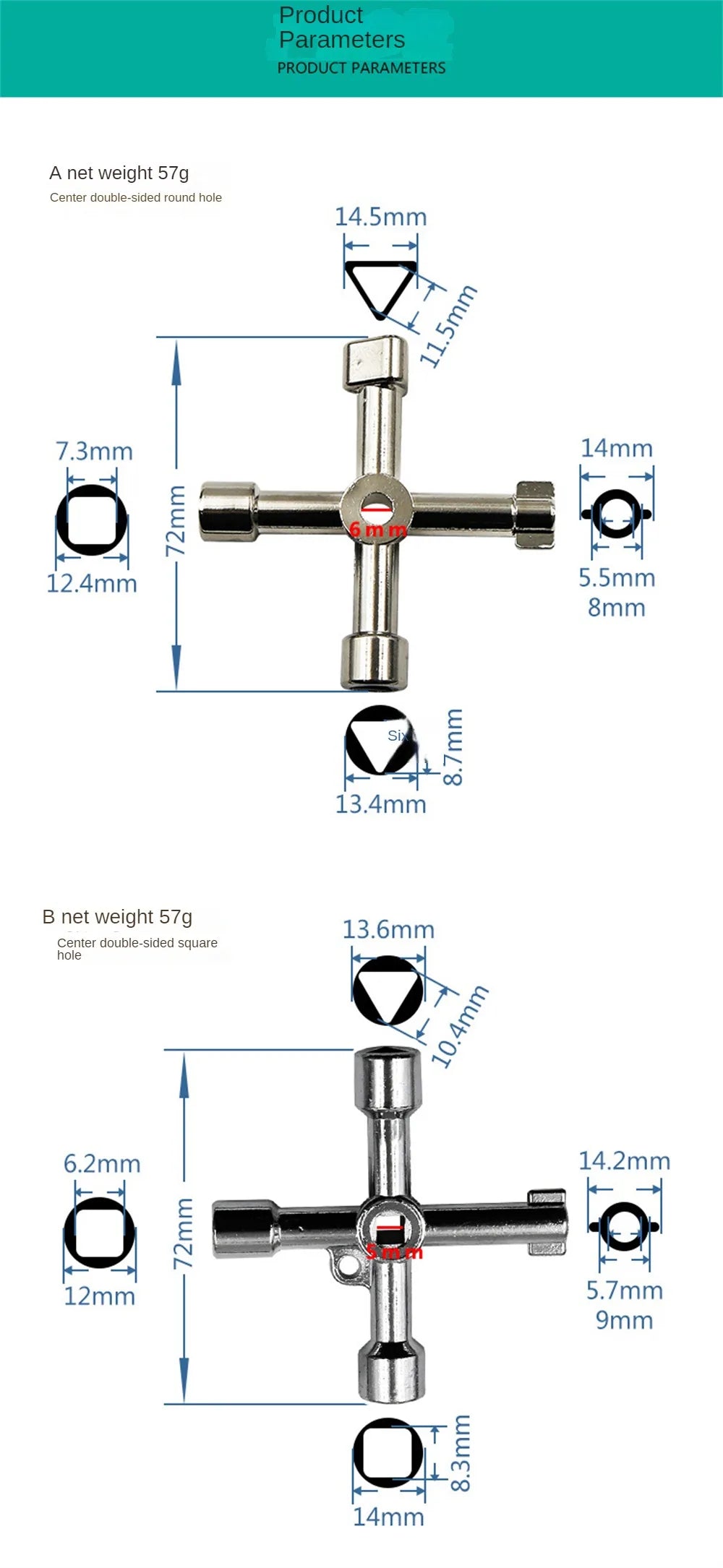 Multifunction 4 Ways Universal Triangle Wrench Key Plumber Keys Triangle For Gas Electric Meter Cabinets Bleed Radiators Tools
