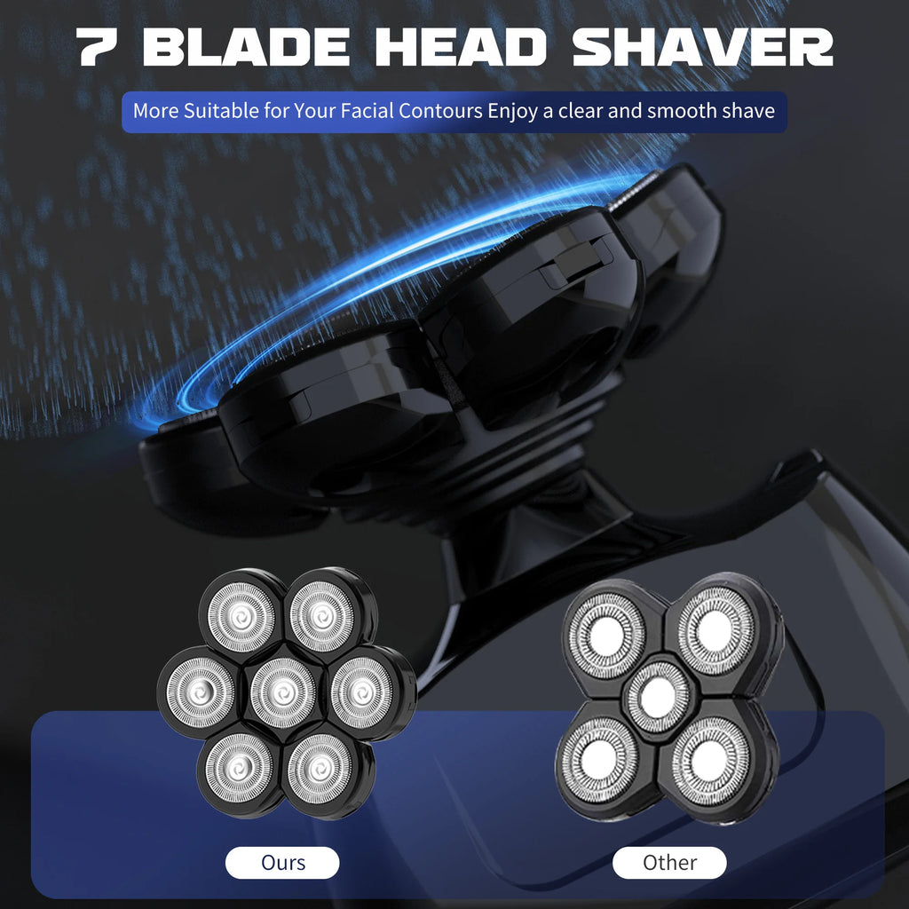 SEJOY Head Shavers for Bald Men Multifunctional 7D 6-in-1 Electric Razor with Nose Hair Trimmer Waterproof Men Grooming Kit