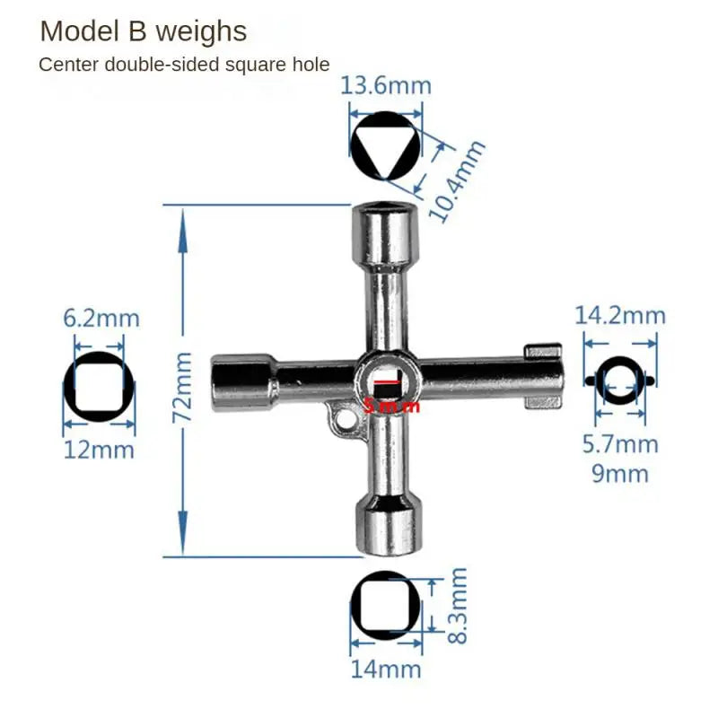 Multifunction 4 Ways Universal Triangle Wrench Key Plumber Keys Triangle For Gas Electric Meter Cabinets Bleed Radiators Tools
