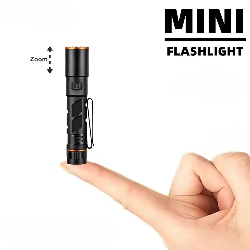 Mini Zoom EDC High Bright Pen Flashlight USB Rechargeable Magnet Portable Small Torch Outdoor Camping Hiking Emergency Lighting