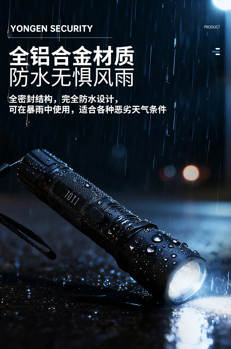 Rechargeable 1101 LED Flashlight  Ultra  Powerful Portable Lamp for Camping Hiking & Self - Defense