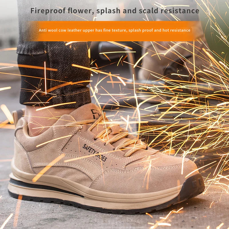 Oulylan Wear Resistant Anti Puncture Sneakers Male Steel Toe Labor Shoes For Work Outdoor Anti Skid Breathable Safety Boots
