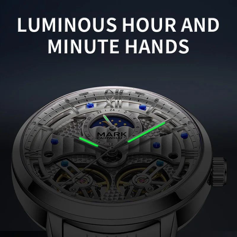 Mark Fairwhale 6023 Luxury Men's Watches Waterproof Luminous Man Clock Chronograph Stainless Steel Mechanical Watches For Men