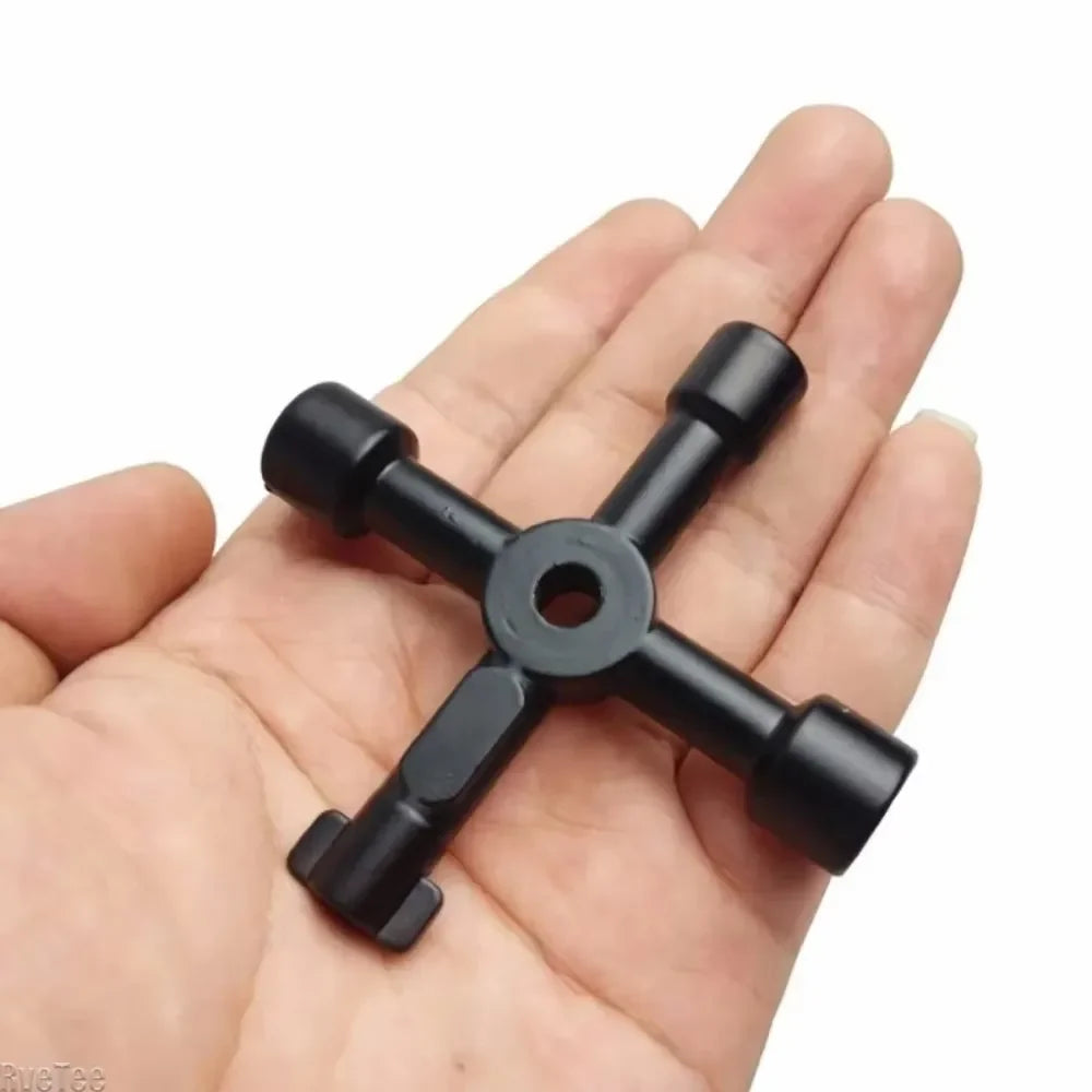 4 in 1 Multifunction Electrician Plumber Cross Switch Wrench Tool Universal Square Triangle Key for Gas Train Bleed Radiator