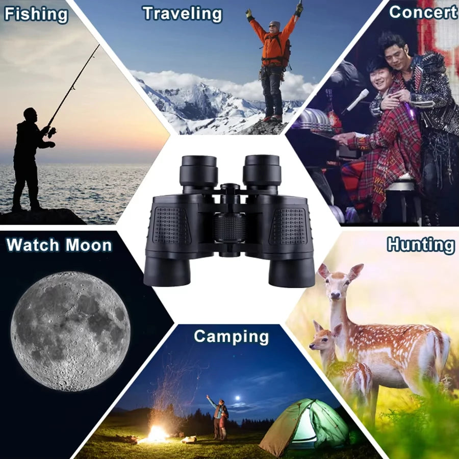 HD Portable Binoculars Professional 80X80 High Magnification Binoculars for Hunting Outdoor Camping Hiking Trips Lightweight