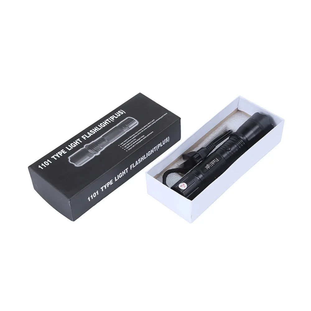 Rechargeable 1101 LED Flashlight  Ultra  Powerful Portable Lamp for Camping Hiking & Self - Defense