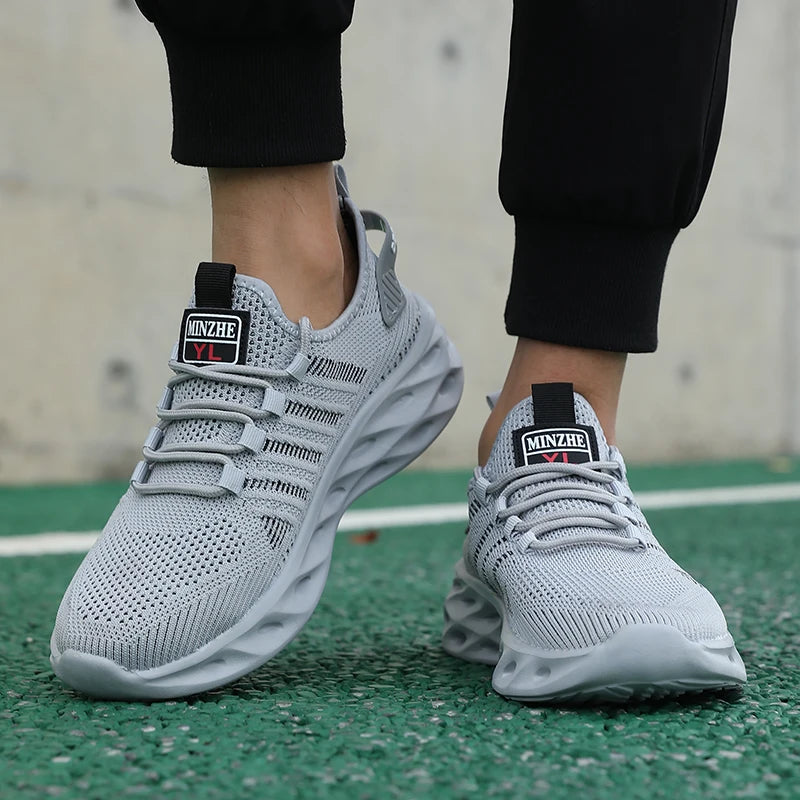 Breathable Men's Running Shoes Lightweight Men's Sports Shoes Non-slip Casual Sneakers Lace-up Comfortable Lining Walking Shoes