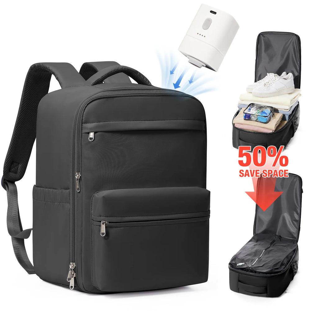 Ryanair 40x30x20 Travel Backpack, Vacuum Compression Backpack with Vacuum Pump，Airline Wizzair Hand Cabin Bag , School Backpack