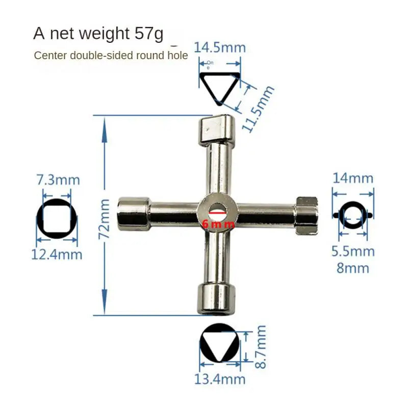 Multifunction 4 Ways Universal Triangle Wrench Key Plumber Keys Triangle For Gas Electric Meter Cabinets Bleed Radiators Tools