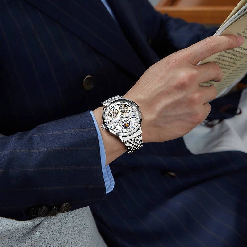 Mark Fairwhale 6023 Luxury Men's Watches Waterproof Luminous Man Clock Chronograph Stainless Steel Mechanical Watches For Men