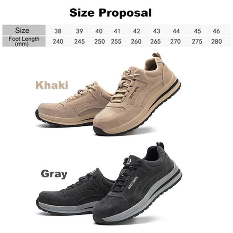 Oulylan Wear Resistant Anti Puncture Sneakers Male Steel Toe Labor Shoes For Work Outdoor Anti Skid Breathable Safety Boots