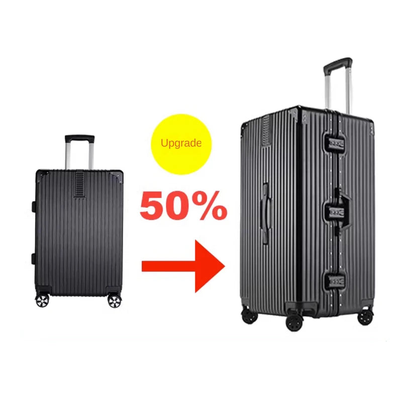 Extra Large 60/100 inch Unisex Luggage Thickened Travel Suitcase with Large Capacity TSA Lock Trolley Case Zipper Aluminum Frame