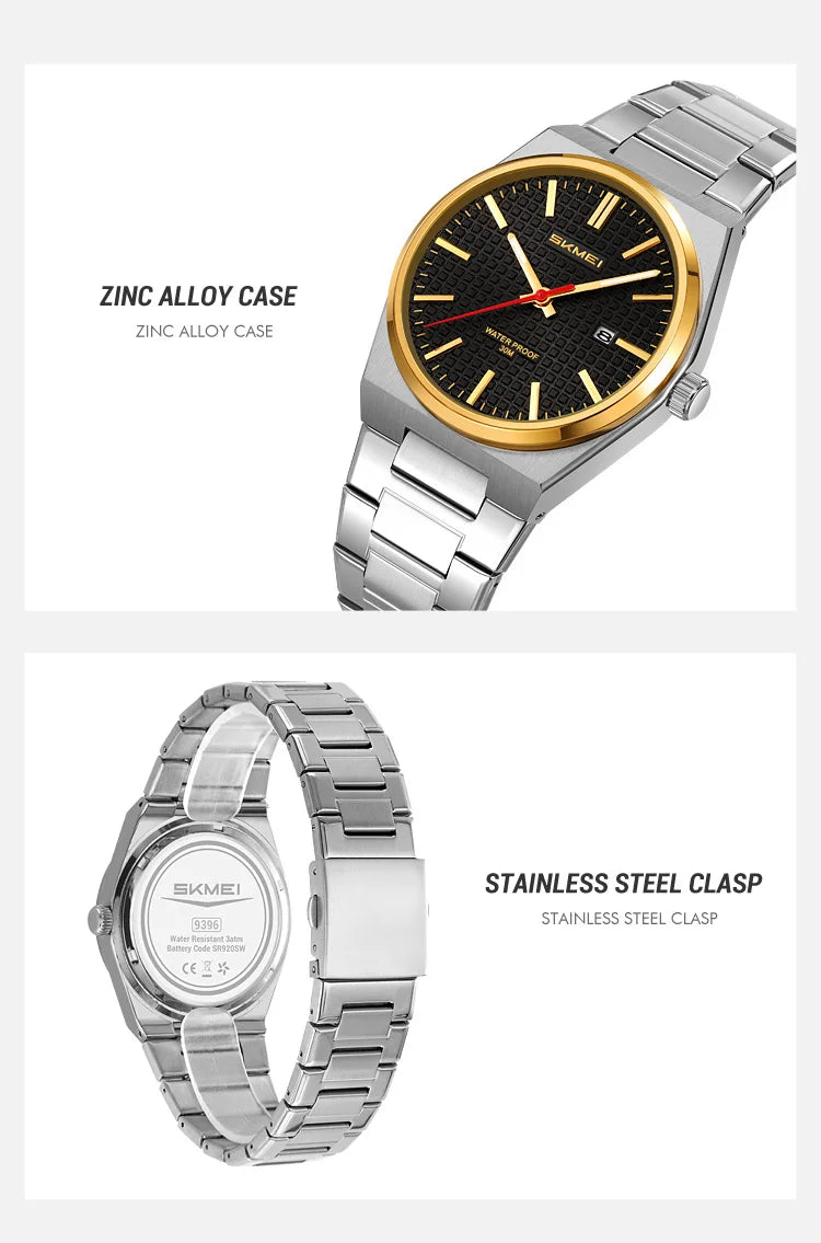 SKMEI 9396 New Casual Simple Quartz Watch Men's Watch Luxury Business Waterproof Calendar Night Light Watch relógios masculino