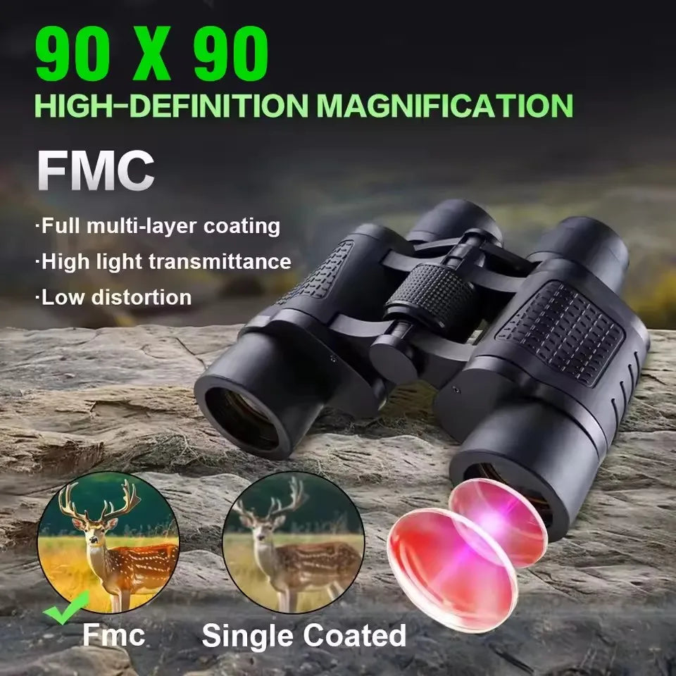 Professional Binoculars HD Portable Eyepieces 90X90 Long Distance Binoculars for Hunting Outdoor Camping Trips BAK4 Optics