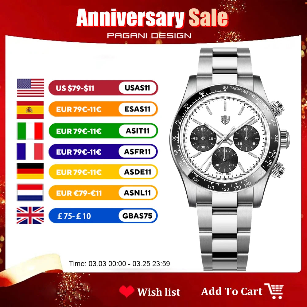 2026 New RollsTimi Mens Watches Luxury Quartz Chronograph Wrist Watch For Man Sapphire Mirror Waterproof Men Gift Clock Luminous
