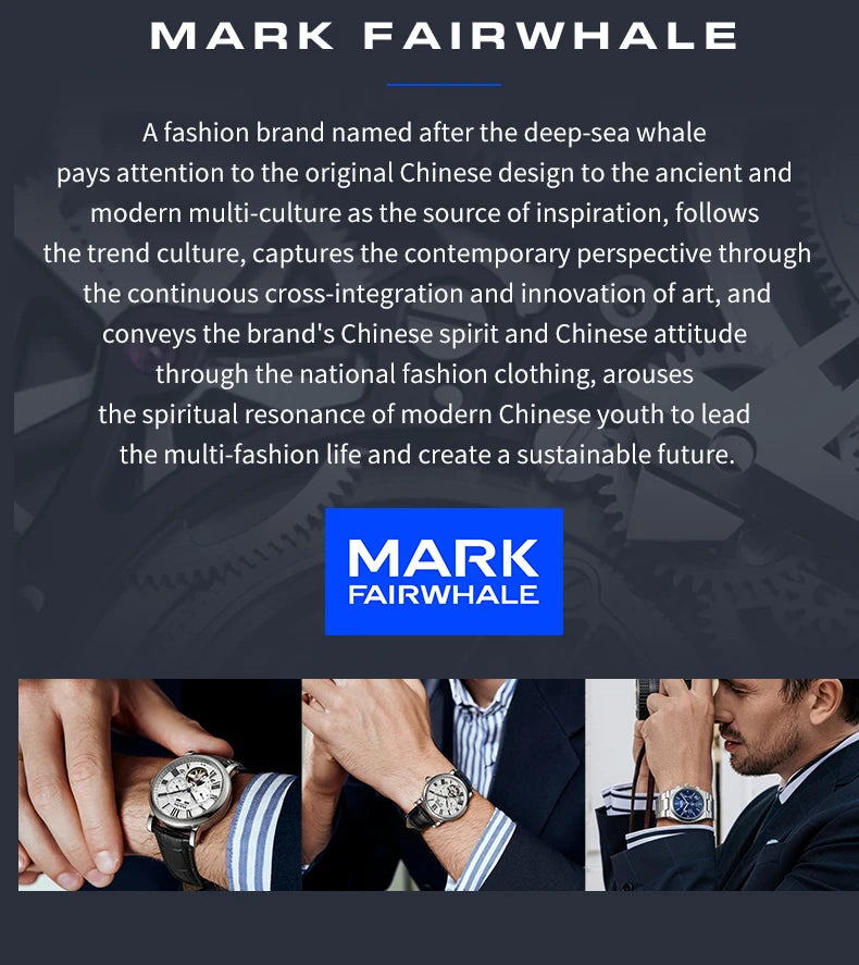 Mark Fairwhale 6023 Luxury Men's Watches Waterproof Luminous Man Clock Chronograph Stainless Steel Mechanical Watches For Men