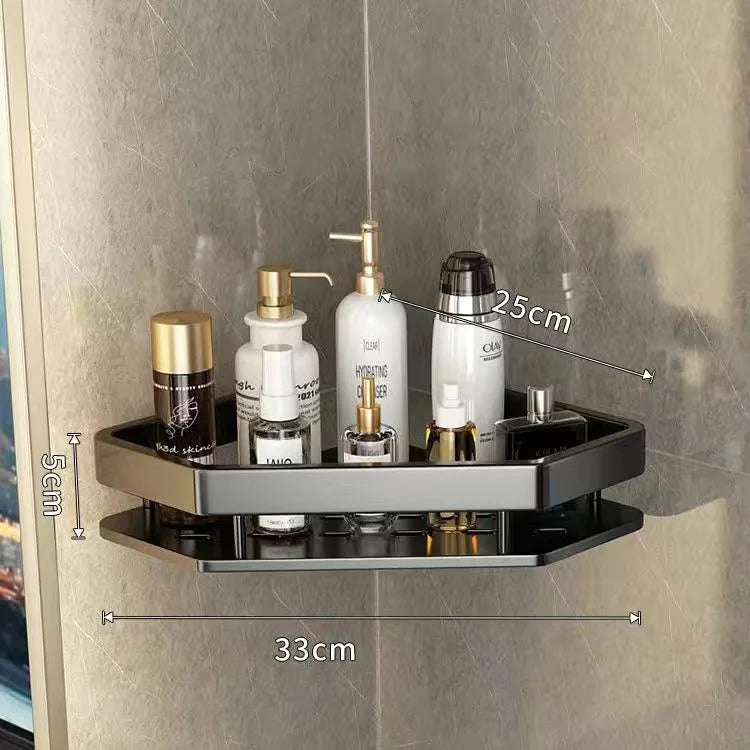 Bathroom Shelf Shelves Punch-free Corner Rack Wall Mounted Shampoo Storage Aluminum Holder Kitchen Bathroom Organizer Accessorie