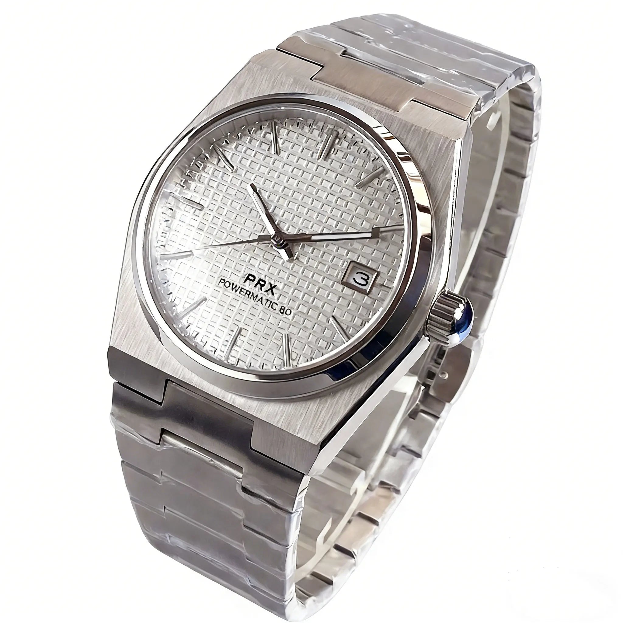 Tandorio 40mm PRX Sapphire Crystal Automatic Men Mechanical Watch 100m Waterproof Japan NH35 Movement Watch Black Texture Dial