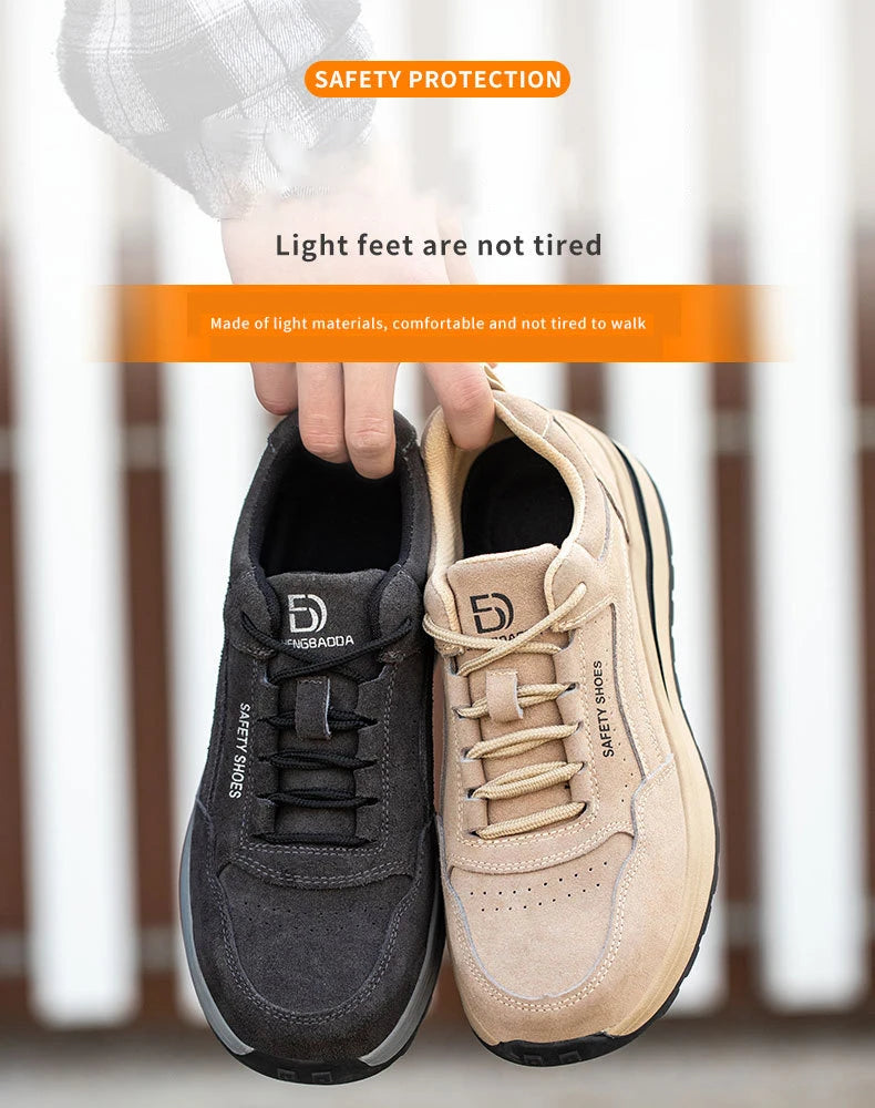 Oulylan Wear Resistant Anti Puncture Sneakers Male Steel Toe Labor Shoes For Work Outdoor Anti Skid Breathable Safety Boots